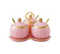 QIXCXAZ Condiment Jars with Lids and Spoons Elegant Kitchen Counter Condiment Bowl Jar Set of 3 Spice Jars Home Decor with Lids and Spoons Seasoning Box