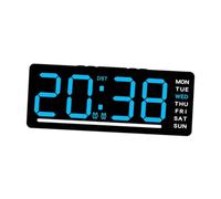 QIXCXAZ Digital Clock Large Display With Date Day Of Week Home Decor LED Clock For Table Bedroom With Temperature Trendy Functional Decor Item Desk Five, Blue Number, 15.5x2.5x6.3cm
