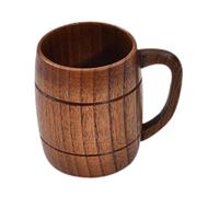 QIXCXAZ Elegant Handmade Wooden Beer Mug Classic, Brown, M with Handle