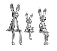 QIXCXAZ Elegant Miniature Bunny Statues Rabbit Figurine Ornament Stylish And Unique Gift Idea For Any Home Or Office Decor Sitting Rabbit Statue Figurine, Silver