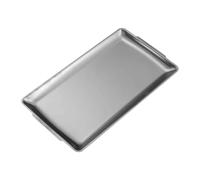 QIXCXAZ Gourmet Serving Tray Buffet Dinner Food Serving Tray Stainless Steel Rectangle Metal Plate Barbecue Food Dining Stainless Steel Metal Dinner Plates, Silver, 36x20cm