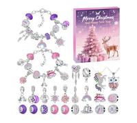 qixeuoa Countdown Calendar | For the Advent Season | 24 Days Jewellery Craft Set with Bracelets as for Children Teenagers Girls