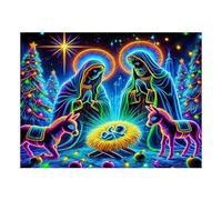 qixeuoa Nativity Scene Background Decoration, Religious Glow in the Dark, Nativity Scene Tapestry for Wall Mounting - For Party Motif Event Family Reunion Photography Living Room Church