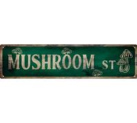 QIXFGUL Vintage Retro Metal Mushroom St Signs Stylish Wall Art Plaques Perfect for Home Decor Bathroom Kitchen House and Gothic Wall Decor or as a Unique Poster 16x4 in