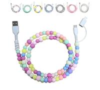 Qixfyze 4-in-1 Beaded Charging Cord & Fast Charging Cable 60W, Colorful 3.3ft Stars Beaded Phone Charger Cords for Girls Women, Multipurpose Fast Chargers for Multi-Device Use(Colorful)