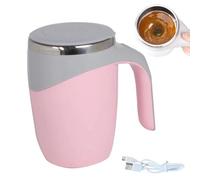 Qixfyze Auto Stir Coffee Mug, Self Stirring Coffee Mug, 380ML Magnetic Mug Automatic Magnetic Stirrer Coffee Cup Stainless Steel Self Stirring Coffee Cup for Coffee/Milk/Tea/Hot Chocolat(Pink,USB)