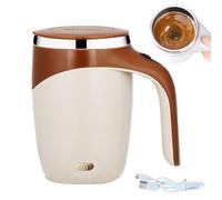 Qixfyze Auto Stir Coffee Mug, Self Stirring Coffee Mug, 380ML Magnetic Mug Automatic Magnetic Stirrer Coffee Cup Stainless Steel Self Stirring Coffee Cup for Coffee/Milk/Tea/Hot Chocolat(Brown,USB)