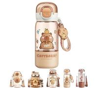Qixfyze Capybara Water Bottle, Kapibara Bottle with Straw, Portable Cartoon Double Drink Water Cup for Kids, Fun Cute Aesthetic Summer/beachy Waterproof Bottles(420ML - D)