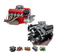 Qixfyze Cison V8 Engine Kit Gas - Gasoline Ohv V8 Small-Block Engine Model Kits, Playz V8 Combustion Engine Model Kit That Runs, Build Your Own Stem V8 Model Engine for Adults, 4-Stroke 44cc(2pcs-B)