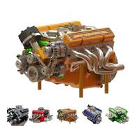 Qixfyze Cison V8 Engine Kit Gas - Gasoline Ohv V8 Small-Block Engine Model Kits, Playz V8 Combustion Engine Model Kit That Runs, Build Your Own Stem V8 Model Engine for Adults, 4-Stroke 44cc(Yellow)