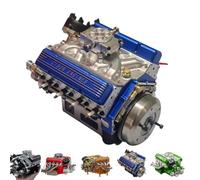 Qixfyze Cison V8 Engine Kit That Runs on Gas, Cison Gasoline Ohv V8 Small-Block Engine Model Kits,Gas Powered Mini V8 Model Engine Kits for Adults That Runs 4-Stroke 44cc Water-Cooled 1/6(Blue)