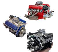 Qixfyze Cison V8 Engine Kit That Runs on Gas, Cison Gasoline Ohv V8 Small-Block Engine Model Kits,Gas Powered Mini V8 Model Engine Kits for Adults That Runs 4-Stroke 44cc Water-Cooled 1/6(3pcs-D)