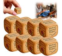 Qixfyze Embroiderer's Dice, 6 Sided Handmade Wooden Quilter’s Decision Dice with Engraved Embroidery Tasks, Fun Sewing Dices Gift for Craft Lovers - A Fun Twist for Every Stitcher(B-8PCS)