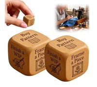 Qixfyze Embroiderer's Dice, 6 Sided Handmade Wooden Quilter’s Decision Dice with Engraved Embroidery Tasks, Fun Sewing Dices Gift for Craft Lovers - A Fun Twist for Every Stitcher(A-2PCS)