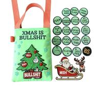 Qixfyze F*ckin’ Holiday Vibes Embroidered Tote, Merry F*Cking Christmas Embroidered Tote with 19 ‘Zero F’s Given’ Coins & Bonus, Bad Santa Festival Canvas Bag(D)