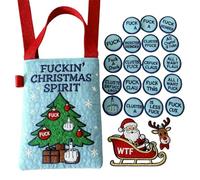 Qixfyze F*ckin’ Holiday Vibes Embroidered Tote, Merry F*Cking Christmas Embroidered Tote with 19 ‘Zero F’s Given’ Coins & Bonus, Bad Santa Festival Canvas Bag(E)