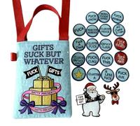 Qixfyze F*ckin’ Holiday Vibes Embroidered Tote, Merry F*Cking Christmas Embroidered Tote with 19 ‘Zero F’s Given’ Coins & Bonus, Bad Santa Festival Canvas Bag(F)