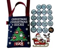 Qixfyze F*ckin’ Holiday Vibes Embroidered Tote, Merry F*Cking Christmas Embroidered Tote with 19 ‘Zero F’s Given’ Coins & Bonus, Bad Santa Festival Canvas Bag(C)