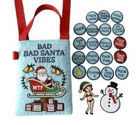 Qixfyze F*ckin’ Holiday Vibes Embroidered Tote, Merry F*Cking Christmas Embroidered Tote with 19 ‘Zero F’s Given’ Coins & Bonus, Bad Santa Festival Canvas Bag(H)