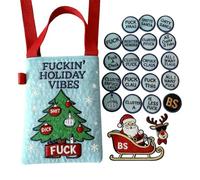 Qixfyze F*ckin’ Holiday Vibes Embroidered Tote, Merry F*Cking Christmas Embroidered Tote with 19 ‘Zero F’s Given’ Coins & Bonus, Bad Santa Festival Canvas Bag(A)