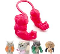 Qixfyze Funny Cat Collar with Arms, Cat Muscle Arms Middle Finger, Creative 3D Printed Giant Cat's Neck Muscle Arm Pet Toys, Cosplay for Kitten Cats Halloween Costume Accessories(Fist Red)