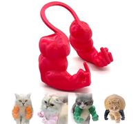 Qixfyze Funny Cat Collar with Arms, Cat Muscle Arms Middle Finger, Creative 3D Printed Giant Cat's Neck Muscle Arm Pet Toys, Cosplay for Kitten Cats Halloween Costume Accessories(Middle finger Red)