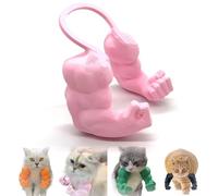 Qixfyze Funny Cat Collar with Arms, Cat Muscle Arms Middle Finger, Creative 3D Printed Giant Cat's Neck Muscle Arm Pet Toys, Cosplay for Kitten Cats Halloween Costume Accessories(Fist pink)