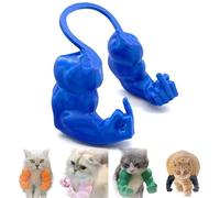 Qixfyze Funny Cat Collar with Arms, Cat Muscle Arms Middle Finger, Creative 3D Printed Giant Cat's Neck Muscle Arm Pet Toys, Cosplay for Kitten Cats Halloween Costume Accessories(Middle finger blue)