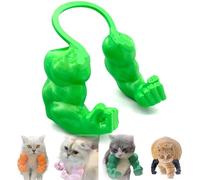 Qixfyze Funny Cat Collar with Arms, Cat Muscle Arms Middle Finger, Creative 3D Printed Giant Cat's Neck Muscle Arm Pet Toys, Cosplay for Kitten Cats Halloween Costume Accessories(Fist green)