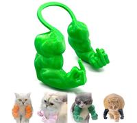 Qixfyze Funny Cat Collar with Arms, Cat Muscle Arms Middle Finger, Creative 3D Printed Giant Cat's Neck Muscle Arm Pet Toys, Cosplay for Kitten Cats Halloween Costume Accessories(Middle finger green)
