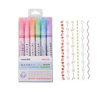 Qixfyze Magic Border Pen, Curve Highlighter Pen Set, Colored Curve Pens, Funny Border Design Pens, 6/8 Different Curve Shapes for Note Taking Writing Drawing Journaling Scrapbook Crafts(C)