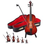 Qixfyze Playable Tiny Violin Figurine, Worlds Tiniest Violin Gag Gift That Plays, Mini Musical Instrument Replica with Bow & Case, Wooden Miniature Figurines Collectible Ornaments(8cm)