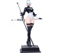 Qixiaan 2B Figure 2Byorha/2Bautomata Action Figure Anime Game No.2 Type B Statue 28CM Interchangeable Head Standing Pose Model PVC Desktop Decorations Gifts