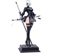 Qixiaan 2B Figure 2Byorha/2Bautomata Action Figure Anime Game No.2 Type B Statue 28CM Interchangeable Head Standing Pose Model PVC Desktop Decorations Gifts