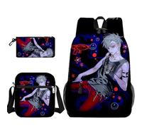 Qixiaan Ivan Schoolbags Three Piece Set Till Anime Crossbody Bags Pencil Case 3D Cartoon Character Prints Backpack Clutch Satchel Coin Purses Large Capacity Messenger Multi Functional