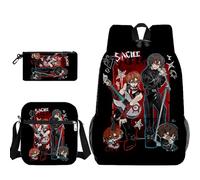 Qixiaan Ivan Schoolbags Three Piece Set Till Anime Crossbody Bags Pencil Case 3D Cartoon Character Prints Backpack Clutch Satchel Coin Purses Large Capacity Messenger Multi Functional