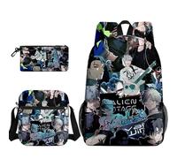 Qixiaan Ivan Schoolbags Three Piece Set Till Anime Crossbody Bags Pencil Case 3D Cartoon Character Prints Backpack Clutch Satchel Coin Purses Large Capacity Messenger Multi Functional