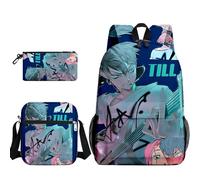 Qixiaan Ivan Schoolbags Three Piece Set Till Anime Crossbody Bags Pencil Case 3D Cartoon Character Prints Backpack Clutch Satchel Coin Purses Large Capacity Messenger Multi Functional