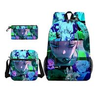 Qixiaan Ivan Schoolbags Three Piece Set Till Anime Crossbody Bags Pencil Case 3D Cartoon Character Prints Backpack Clutch Satchel Coin Purses Large Capacity Messenger Multi Functional