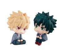Qixiaan MHA Figure Midoriya Izuku Anime Figure Cartoon Character Todoroki Shouto/Bakugou Katsuki Statue 10CM Q Style Seated Pose Statue PVC Desktop Ornament