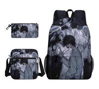 Qixiaan Misa Amane Backpack 3 in 1 Anime Printed School Bag/Pencil Case/Sing Shoulder Bag L Anime Backpack with Zip for Back-to-School Travel and Outgoing