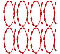 Qixiang CB 8 Pcs Red String Bracelet Set, 7 Knot Adjustable Kabbalah Evil Eye Protection Bracelet, Lucky Charm Amulet for Women Men Friendship, Red Cord Good Luck Jewelry Gift
