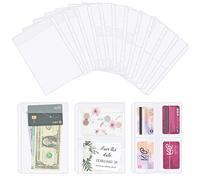 QiXin 30pcs A5 Binder Pocket Set no Zipper Clear Budget Planner Inserts Bulk Budget Binder Organizer Cash Envelopes for Budgeting Waterproof PVC Loose Leaf Bags Card Sleeves for 6 Ring Notebook