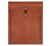 QiXin Brown PU Leather File Folders for Documents,Important Private File Organizer with String Tie Closure,Laptop Sleeve Notebook Case,Leather Portfolio Binder Envelopes,Letter Size Filing Folder 1PC