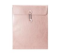 QiXin Pink PU Leather File Folder for Documents,Important Document Folder with String Tie,Laptop Sleeve Notebook Case,Leather File Organizer,A4 Envelopes Filing Folder
