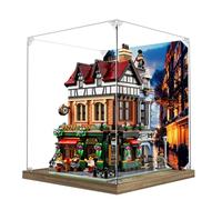 QIXINDGYH Acrylic Display Case for Lego 10350 British Street Corner, Clear Dust-Proof Case with Wooden Base