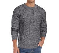 QIXING Men's Jumpers Cable Knit Crew Neck Long Sleeve Thick Sweaters for Men UK Fisherman Textured Soft Knit Casual Pullover (VG Dark Gray, XL)