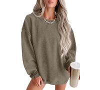 QIXING Womens Corduroy Oversized Jumper Crew Neck Sweatshirt Long Sleeve | Dropped shoulders and ribbed trims give a relaxed, slouchy fit. Soft corduroy texture layers easily for cooler days