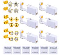 QIXINWANG Ear Piercing Kit, Disposable Ear Piercing Kit with 6 Pcs Self Piercing Gun & 6 Pcs Earrings Stud, Suitable for Home Ear Piercing, 3mm 4mm 5mm, Stainless Steel, no gemstone