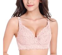 Qixiu Warehouse, Women's Plus Size Bra lace, Plus Size Bra, Marks and Bras Full Support Cotton Rich, Strapless Bras, Bra Wireless, Swimming Bra, Compression Sports Bra, lace Bralette, UK Pink